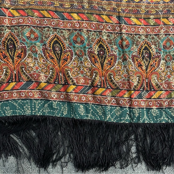 Limelight Pakistan Kurta Top Cotton Self Print Fringe Border Size M Black/Multi - Picture 8 of 12